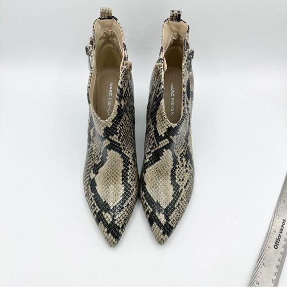 MARC FISHER Retta Snakeskin Booties Chunky Block Heel Pointy Toe Shoetie Sz 9M - Picture 6 of 13
